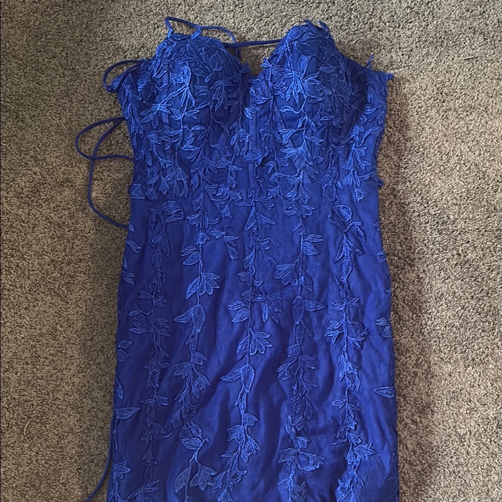 Blue floral homecoming dress